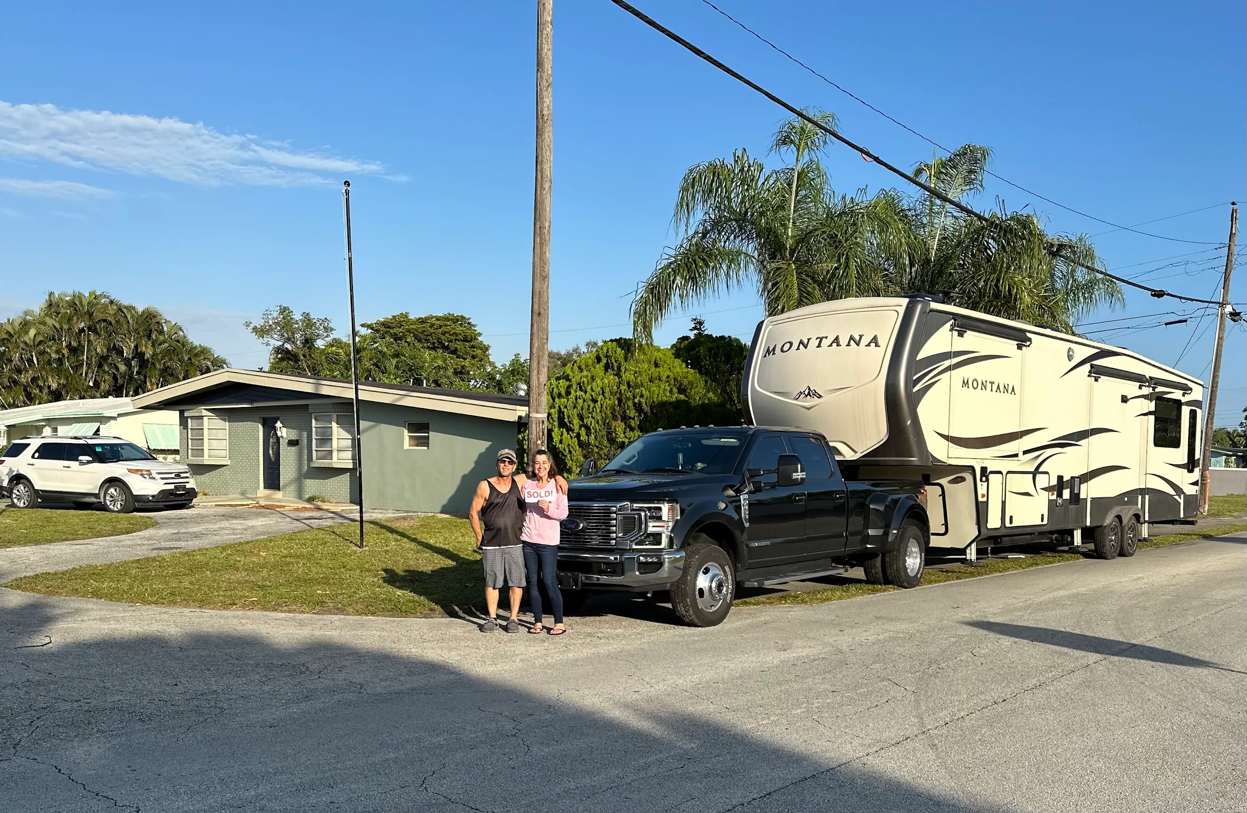 Cliff and Dee Joyce with their RV — now living their dream full-time
